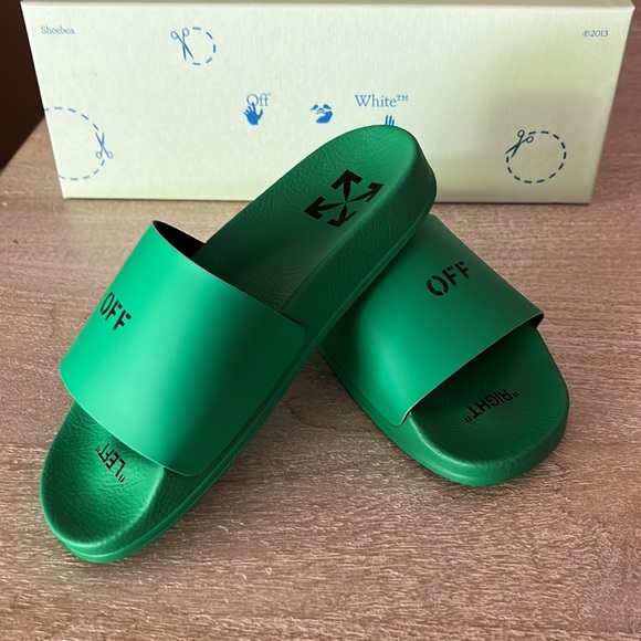 Off White Women Pool Slides - Picture 2 of 6
